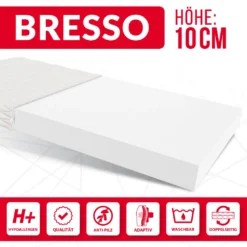 Matratze 140x200 Cm BRESSO H3 Kaltschaum Polyurethanschaum Höhe Ca. 10 Cm Mit Waschbarem Bezug Premium Jersey