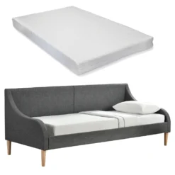 [en.casa] Tagesbett Bettsofa Mit Matratze 200x90cm Standard 100 Allergikergeeignet Kojenbett Einzelbett Dunkelgrau