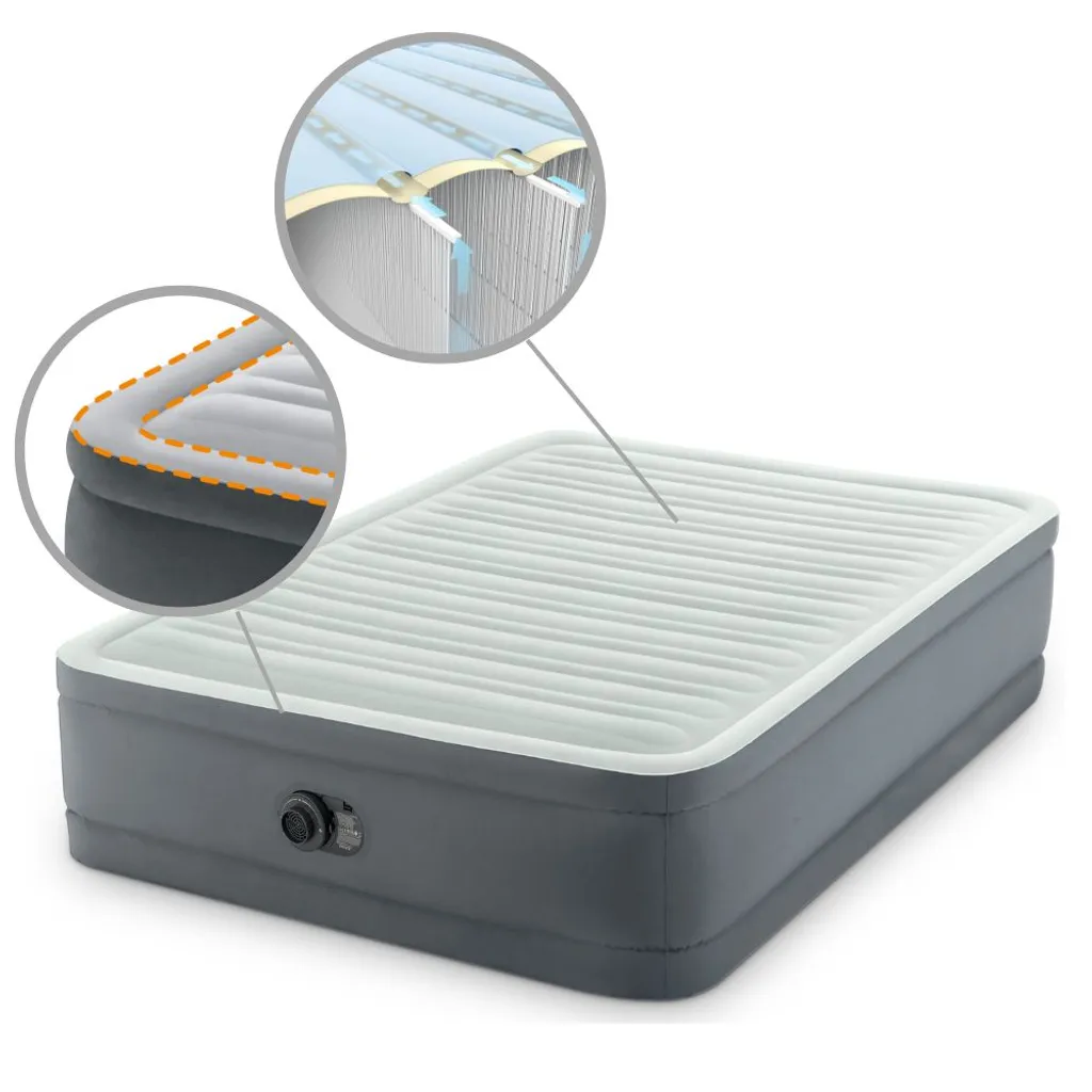 Intex Premaire I - Luftbett - 2 Personen - 137 X 191 X 36 Cm (BXLXH) - Grau - Mit Gebauter Motorpumpe – Bild 3