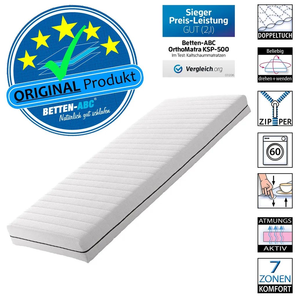 Matratzenset OrthoMatra KSP-500, 120 X 200 Cm, H3 + Lattenrost Max 1 NV MZV – Bild 4