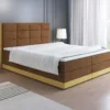 FURNIX Boxspringbett VOLANTIS 140x200 Bettkasten Topper AT3010+AT0543 Braun Gold
