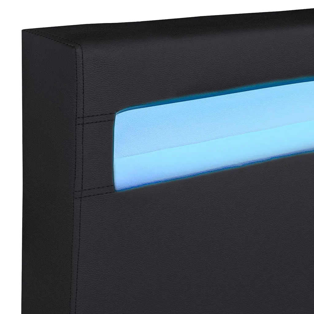 Juskys Polsterbett Paris 140 X 200 Cm Schwarz – Bettgestell Mit LED Beleuchtung, Lattenrost & Kopfteil – Kunstleder & Holz – Bett Jugendbett – Bild 13