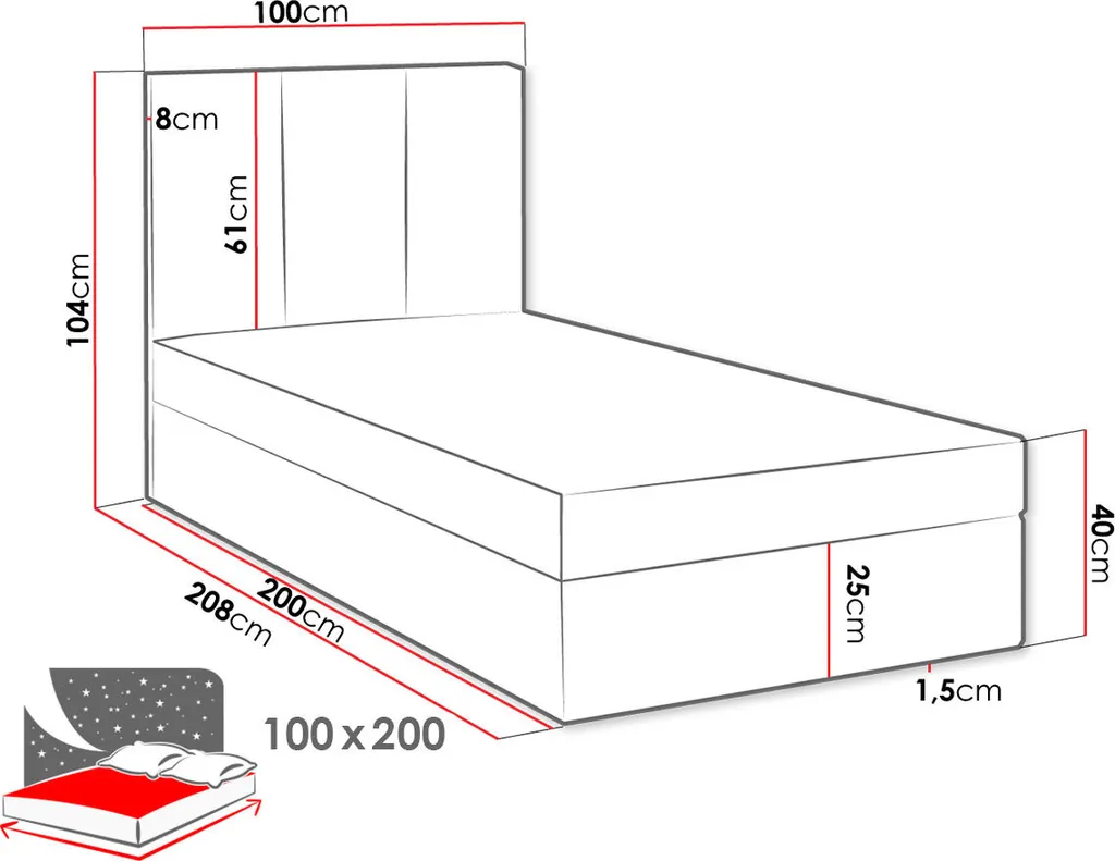 Mirjan24 Boxspringbett Ryga, Einzelbett Mit Zwei Bettkasten, Polsterbett, Stilvoll Schlafzimmer Bett (Manila 02, Seite: Rechts) – Bild 8