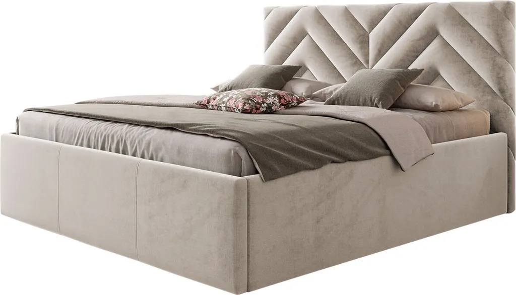 Mirjan24 Polsterbett Azzuro, Bett Mit Bettkasten, Polsterkopfteil, Gasdruckfeder Und Lattenrost Mit Zwei Verstellbare Füße (Farbe: Fresh 01, Größe: 160x200 Cm)