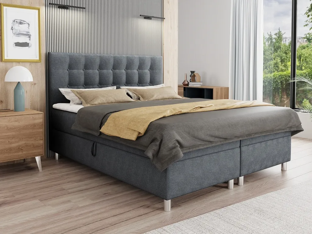 Boxspringbett BRILL 160X200 Doppelbett Ehebett Mit Zwei Bettkästen Inkl. Matratzen Und Topper – Bild 3