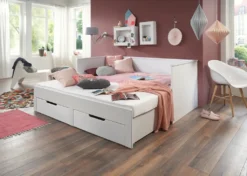 Funktionsbett CLARA 90x 200 Auf 180 X 200 Cm Liegefläche Ausziehbar U. 2 Schubladen