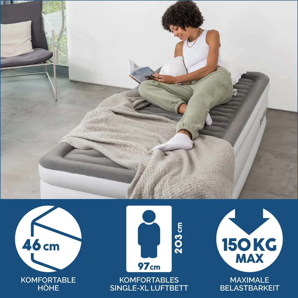 Bestway TriTech™ Single-XL-Luftbett Mit Antimikrobieller Oberfläche & Integrierter Elektropumpe 203 X 97 X 46 Cm – Bild 3