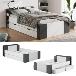 VitaliSpa Schubladenbett Doppelbett Funktionsbett Pulsar ANT Weiß Schublade