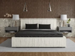 GRAINGOLD Polsterbett 180x200 Cm Rosario - Bettkasten & Lattenrost - Doppelbett Mit Einem Einzigartigen Stoff - Beige