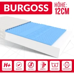 Matratze 80x200 Cm BURGOSS 7 Zonen H3 Kaltschaum HR Schaum Höhe Ca. 12 Cm Mit Waschbarem Bezug Premium Jersey