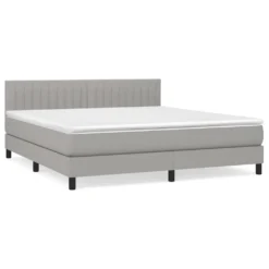 VidaXL Boxspringbett Mit Matratze Hellgrau 160x200 Cm Stoff