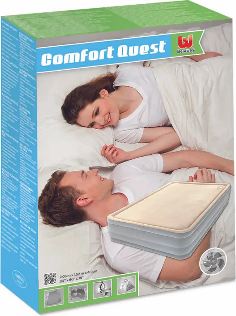 Bestway® Cornerstone Airbed With Built-in AC Pump (Queen) 203x152x46 Cm, Luftbett Queen-Size Mit Formschaum Und Eingebauter Elektropumpe – Bild 4