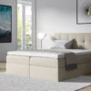 FURNIX Boxspringbett ERNIE 180x200 Doppelbett Mit Bettkasten & Topper SR21 Creme