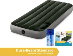 Intex Downy - Luftmatratze - Einzel - Kompakt - Mit Reparaturset Und Eingebaute Pumpe - 191x76x25 Cm - PVC - Grün