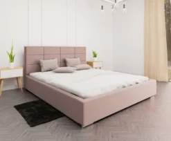 GRAINGOLD Polsterbett Mit Bettkasten 180x200, Doppelbett Mit Kopfteil & Lattenrost Ashley - Rosa