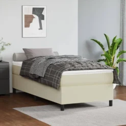 VidaXL Boxspringbett Creme 90x200 Cm Kunstleder