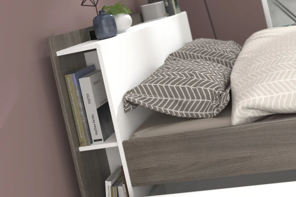 Funktionsbett Most 140*200 Cm Grau / Weiß Inkl 3 Roll-Bettkästen Kinder- Und Jugendbett Jugendbett Jugendliege Bettliege Bett Jugendzimmer Kinder- Und Jugendzimmer – Bild 4