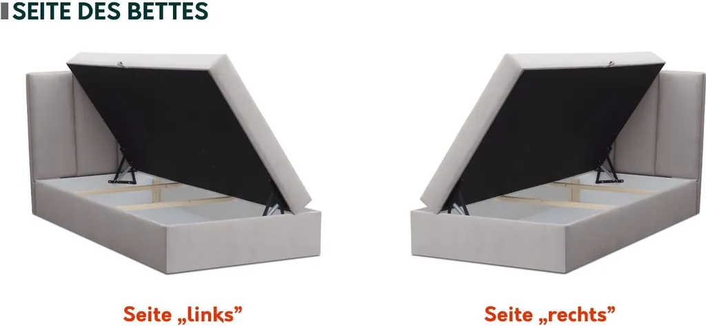 Mirjan24 Boxspringbett Ryga, Einzelbett Mit Zwei Bettkasten, Polsterbett, Stilvoll Schlafzimmer Bett (Manila 02, Seite: Rechts) – Bild 5