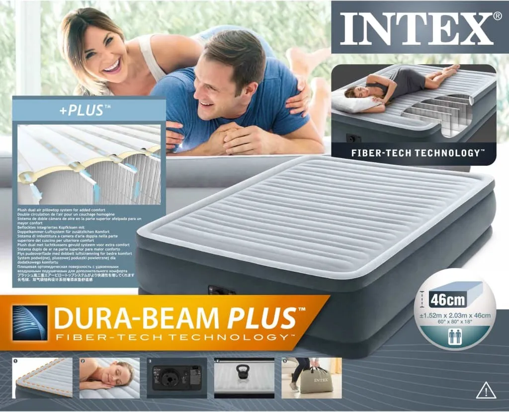 Intex Comfort Plüsch Luftbett PVC 152x203x46 Cm Weiß 64414 – Bild 3