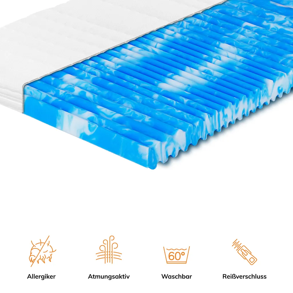 RAVENSBERGER Matratzen® GEL-LUX 50 TOPPER | 180x200x9cm | 7 Zonen GELAX® Gelschaum-Auflage | H2/3 RG50 ( 50 - 110 Kg) | Mit Baumwoll-Doppeltuch-Bezug – Bild 4