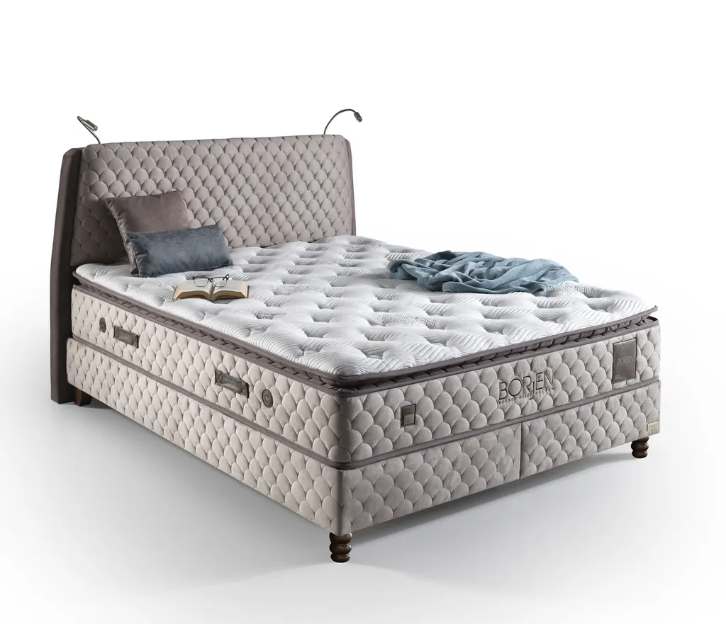 Boxspringbett Doppelbett - Borjen Bambi Yatak Das Perfekte Bett Für Ihr Schlafzimmer. 180x200cm Bett Taschenfederkern-Matratze, Topper Mit Memoryeffekt, Mit Bettkasten – Bild 2