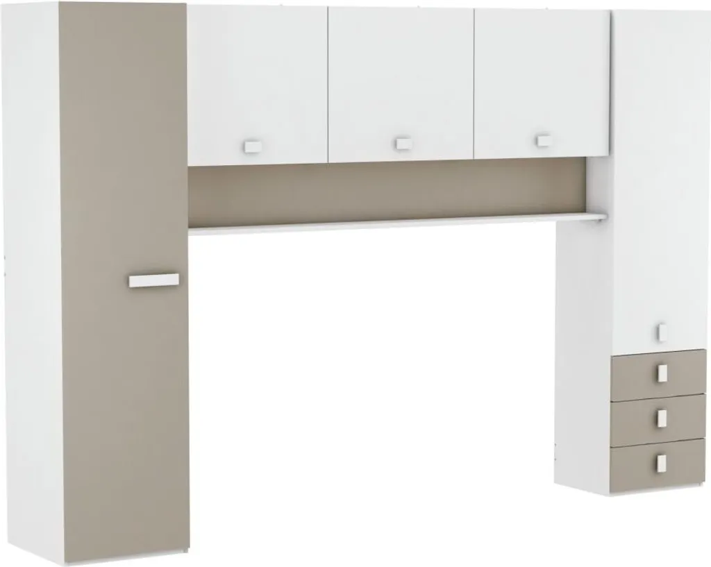 Schrankbett Lou Inkl Bettkasten Weiß / Braun B 304 Jugendzimmer Kinderzimmer Gäste Studentenzimmer Jugendbett Wandbett – Bild 3