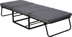 HOMCOM Gästebett Klappbar, 2-in-1 Klappbett Hocker, Verstellbare Kopfteilhöhe, Polyester+Stahl+Schaumstoff, Grau, 192 X 68 X 37 Cm