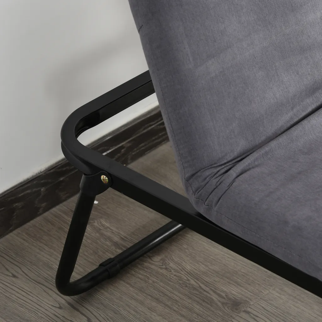 HOMCOM Gästebett Klappbar, 2-in-1 Klappbett Hocker, Verstellbare Kopfteilhöhe, Polyester+Stahl+Schaumstoff, Grau, 192 X 68 X 37 Cm – Bild 9