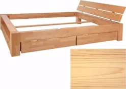 Acerto - Doppelbett Kalifornien Kiefer Massiv Schubladen Balkenbett Handarbeit 200x200