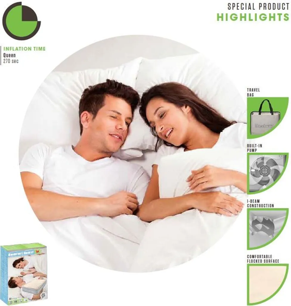 Bestway® Cornerstone Airbed With Built-in AC Pump (Queen) 203x152x46 Cm, Luftbett Queen-Size Mit Formschaum Und Eingebauter Elektropumpe – Bild 8