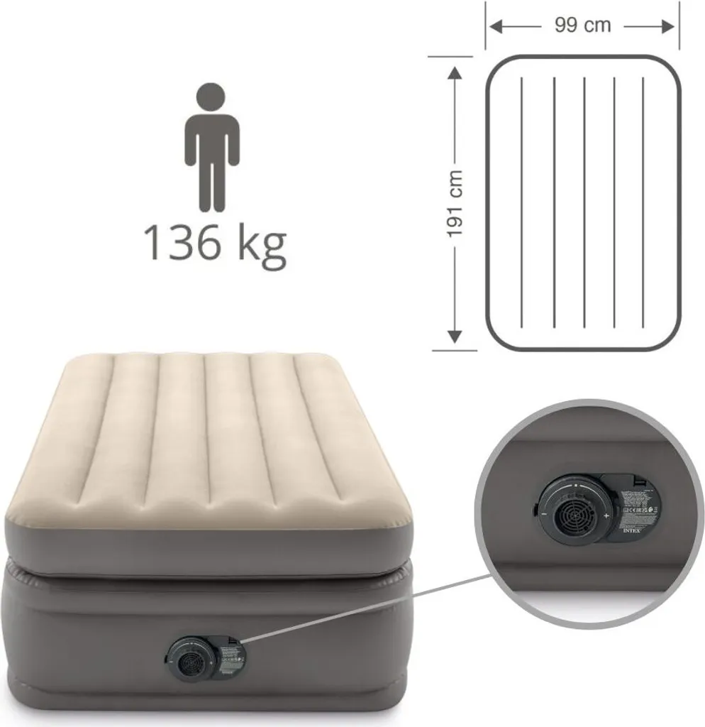 INTEX Luftbett 64162 Twin 99 X 191 X 51 Cm Eingebaute Pumpe Fiber Tech™ Technology – Bild 10