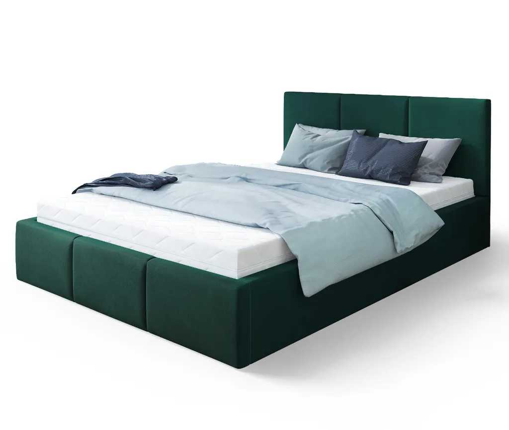 FURNIX Set 160x200 Polsterbett NESIA Mit Bettkasten & Matratze IVERTI T-Grün – Bild 3