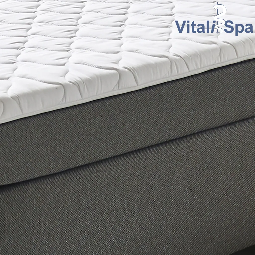 VitaliSpa Boxspringbett Grau Mit Topper Philly 180x200 Cm Möbelstoff – Bild 6