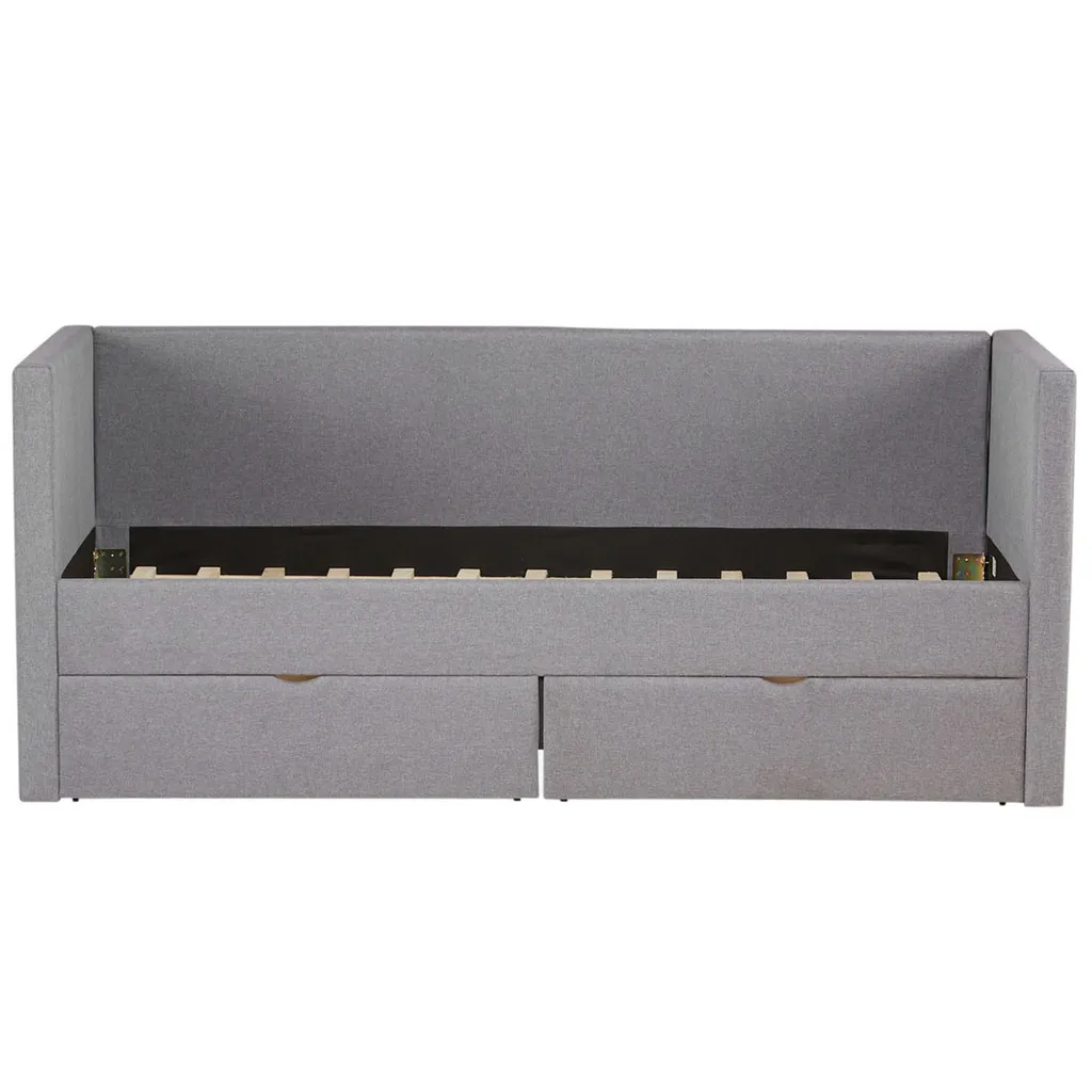 Homestyle4u 1987, Polsterbett 90x200 Cm Mit Bettkästen, Tagesbett Schlafcouch Gästebett Ausziehbar Grau – Bild 5