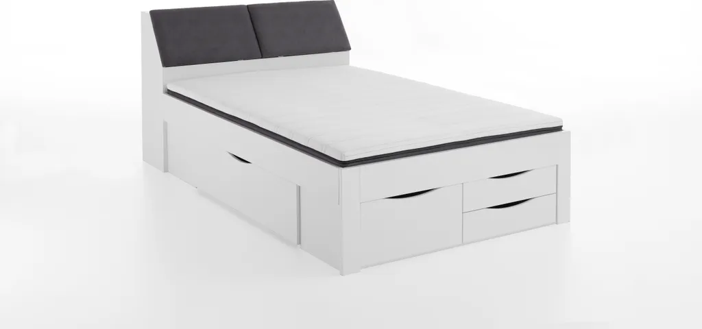 RELITA Funktionsbett Maxi 140 X 200 Cm, Mit Rolllattenrost Mit 4 Bettschubladen Und Stauraum-Polster-Kopfteil – Bild 2
