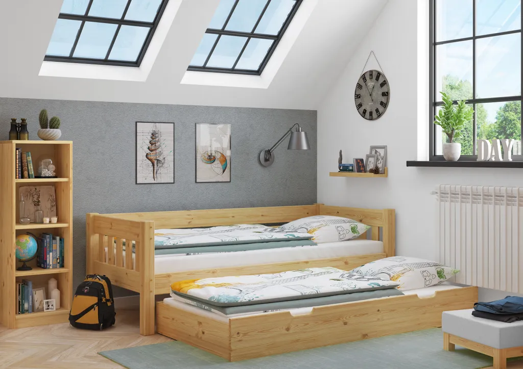 Kieferbett Natur Einzelbett 90x200 Massivholz-Bettgestell Sofabett Mit Wählbarem Zubehör V-60.53-09Rollrost Inkl. – Bild 9