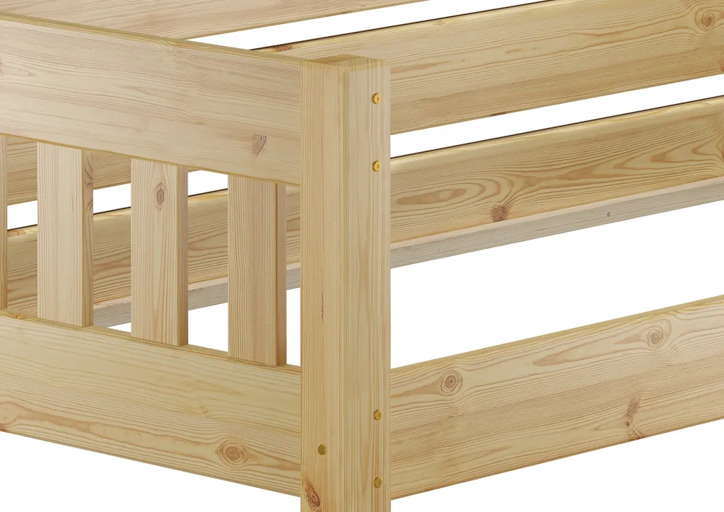 Kieferbett Natur Einzelbett 90x200 Massivholz-Bettgestell Sofabett Mit Wählbarem Zubehör V-60.53-09Rollrost Inkl. – Bild 7