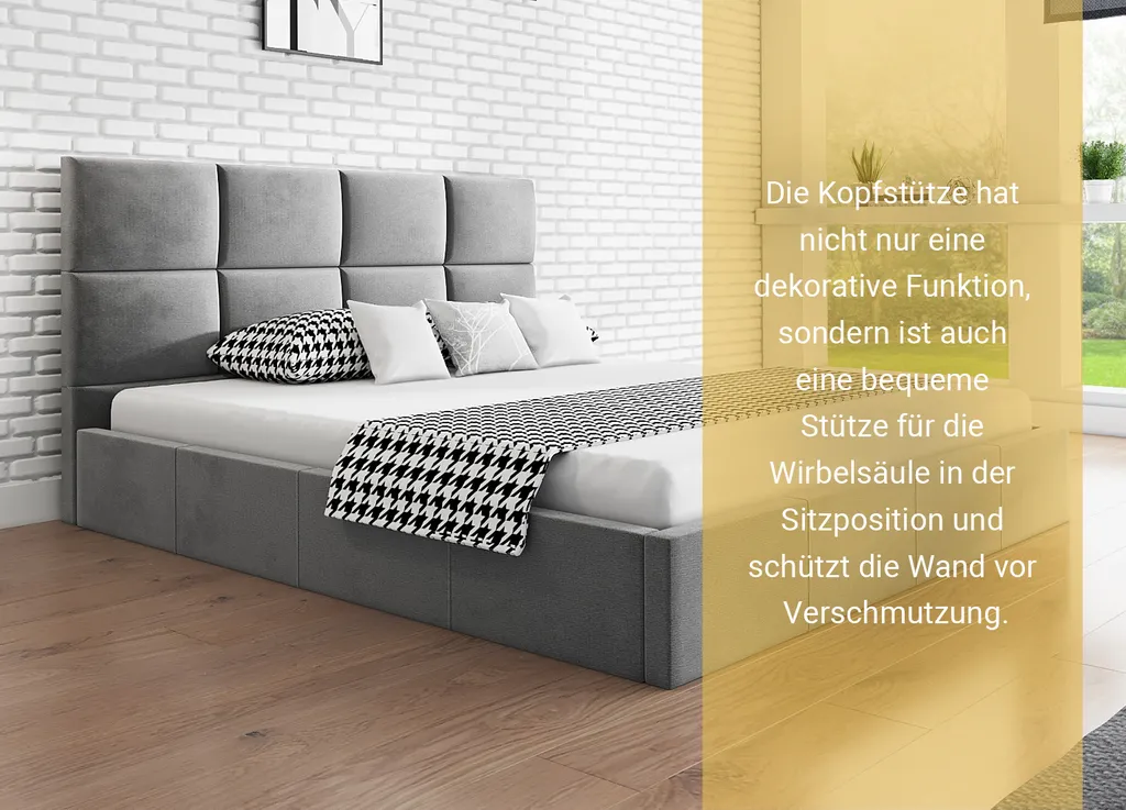 GRAINGOLD Doppelbett 180x200 Malo - Samtbett Im Modernen Stil - Bettkasten, Kopfteil, Lattenrost - Grau – Bild 6