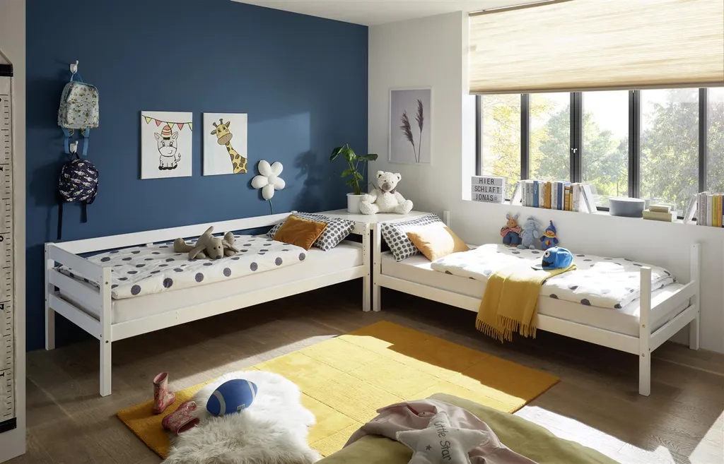 Kinderbett Jugendbett Bett Kinder Etagenbett "Moritz I" Kiefer Weiß – Bild 4