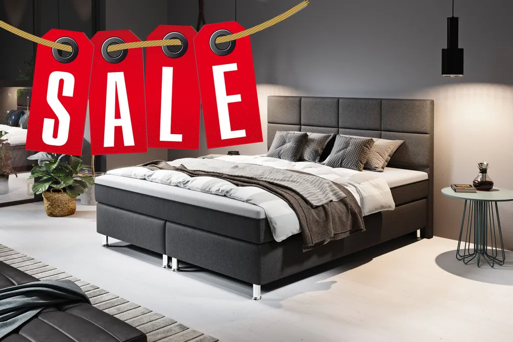 Boxspringbett Rotterdam Plus Mit Integriertem Topper 180x200 Webstoff Anthrazit