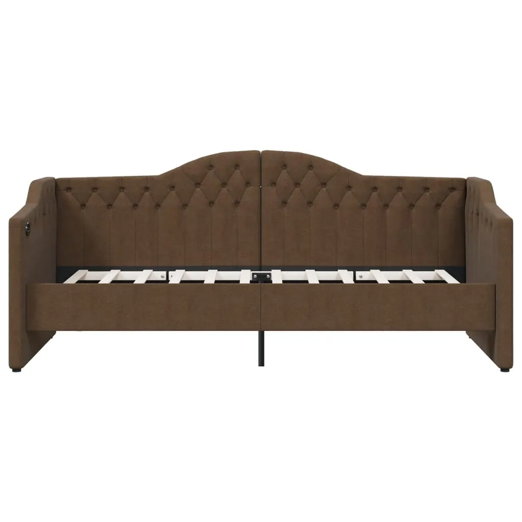 VidaXL Tagesbett USB Dunkelbraun Stoff 90x200 Cm – Bild 5