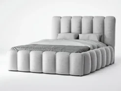 GRAINGOLD Modern Polsterbett 180x200 Cm Cloud - Bett Mit Lattenrost & Bettkasten - Dicker Schaum, Samtstoff - Hellgrau (Monolith 84)