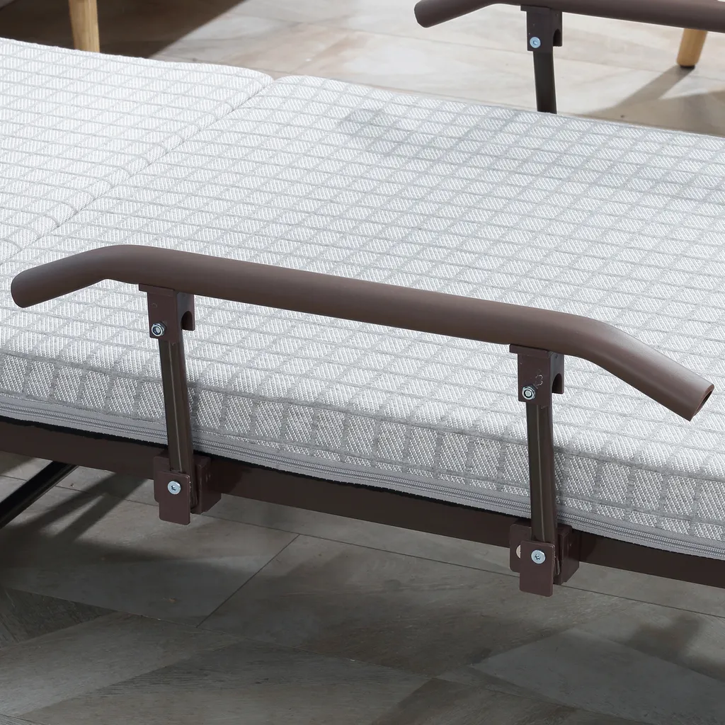 HOMCOM Klappbett Gästebett Mit Rollen Sessel Mit 5-stufig Verstellbarer Rückenlehne Reisebett Stahlrahmen Hellgrau+Schwarz 190 X 76 X 33 Cm – Bild 9