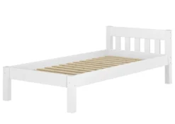 Modernes Einzelbett Massivholz Kiefer Weiß 90x200 Futonbett Jugend Zubehör Wählbar V-60.38-09WRollrost Inkl.