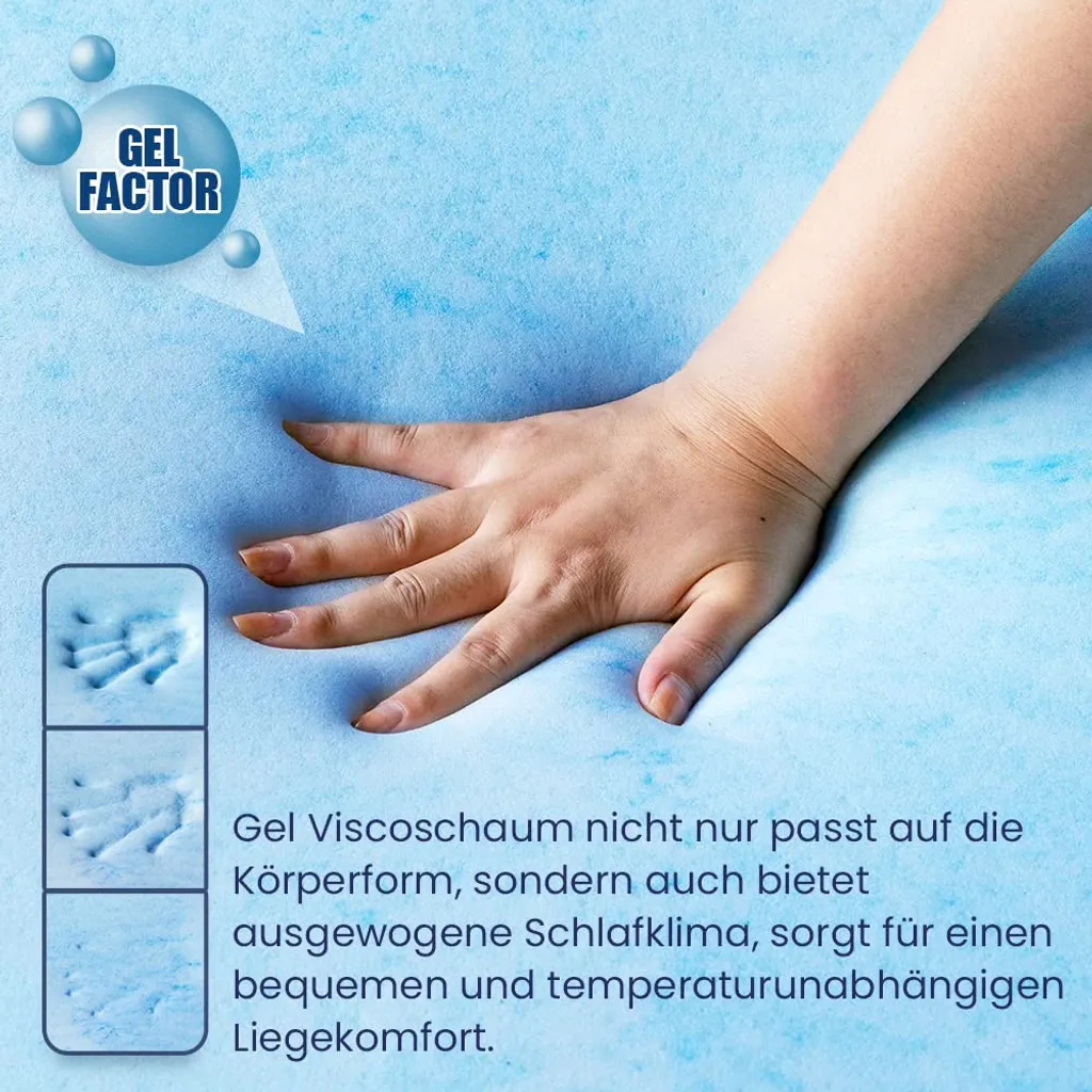 Newentor Matratzentopper Zwei Härtegrade, Gel Topper 5cm Höhe H2&H3 Matratzenauflage 140x200cm Für Boxspringbett Wohnwagen Schlafsofa, Bezug Waschbar – Bild 3