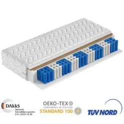 Doppelseitig Matratze 200x200 Cm Mit 7-Zonen Und Kokosmatte - Taschenfederkernmatratze Mit Hypoallergenem Bezug - Mittelhart/Hart - Höhe 18 Cm - NEWADA
