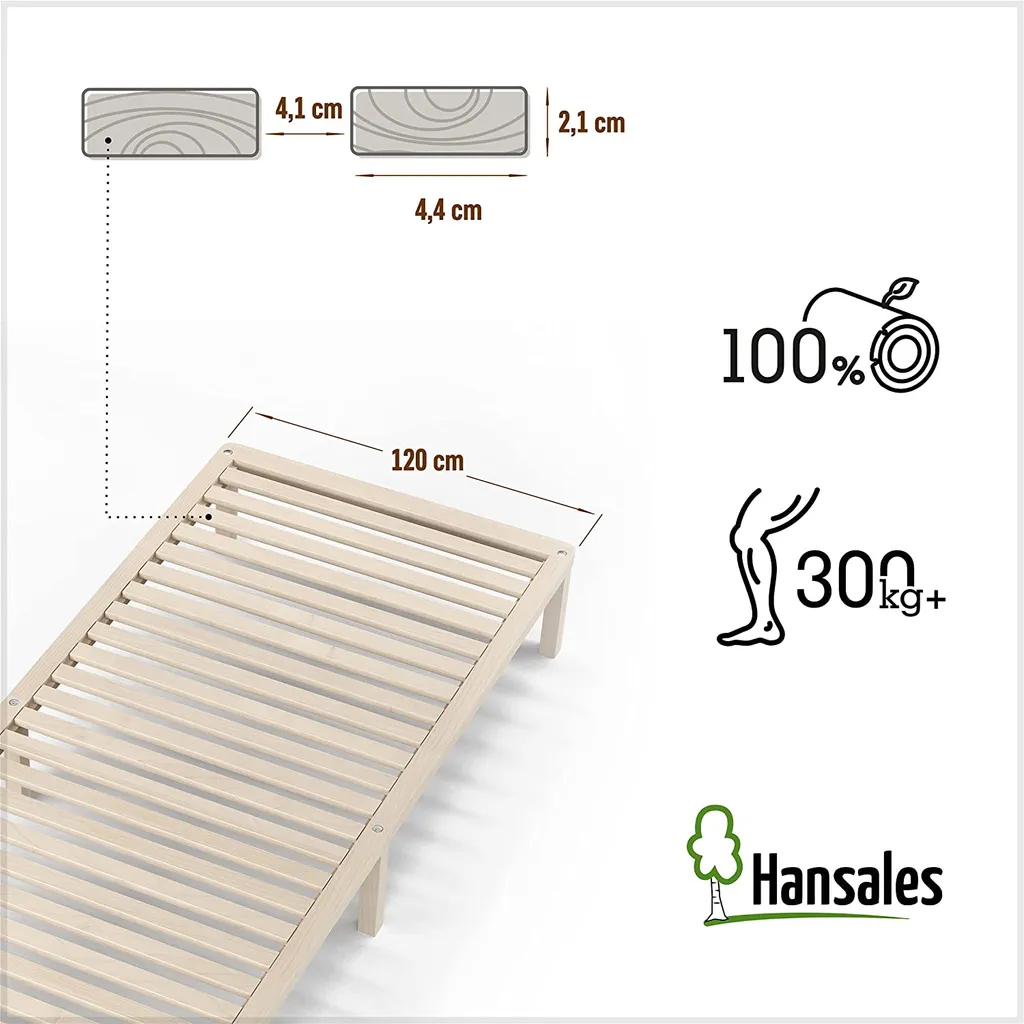 Bettgestell 120x200 Cm Lisette In Scandi Style Mit Lattenrost Mit Füßen – Hypoallergen Futonbett Aus Massivholz Mit Rollrost – Bettrahmen 250+ Kg – Stabiles Holzbett – Unbehandeltes Es Massivholz – Bild 2
