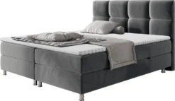 Mirjan24 Boxspringbett Dave, Stilvoll Doppelbett Mit Zwei Bettkästen, Matratze Und Topper (Farbe: Fresh 32, Größe: 180x200 Cm)