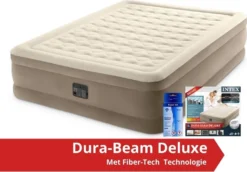 Intex Ultra Plush - Luftmatratze - Doppelt - Mit Reparaturset Und Eingebaute Pumpe - 203x152x46 Cm - PVC - Beige