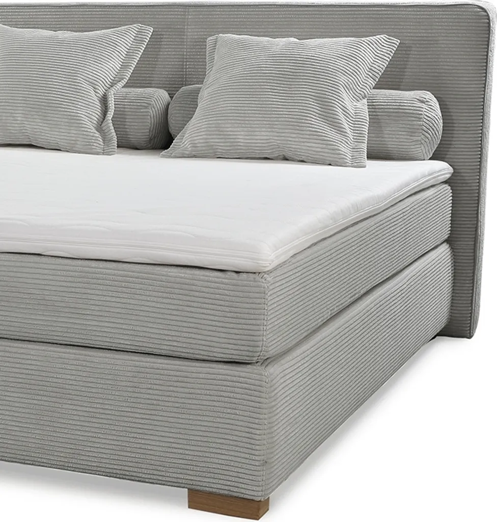 Boxspringbett ROMY Doppelbett Als Polsterbett Grau Cord Optik 180 X 200 Cm – Bild 2